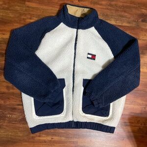 Tommy Hilfiger Navy and White Sherpa Jacket
